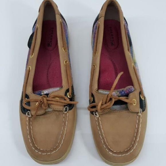 Sperry Top Sider Angelfish Pink Purple Plaid Sequins‎ Women's Size 8.5 - Picture 6 of 9